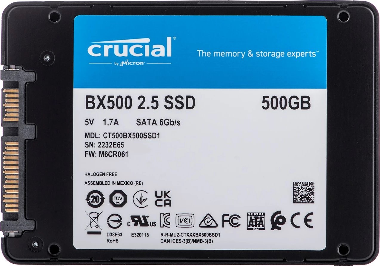 Disk SSD i brendshëm Crucial CT500BX500SSD1, 2.5", 500GB