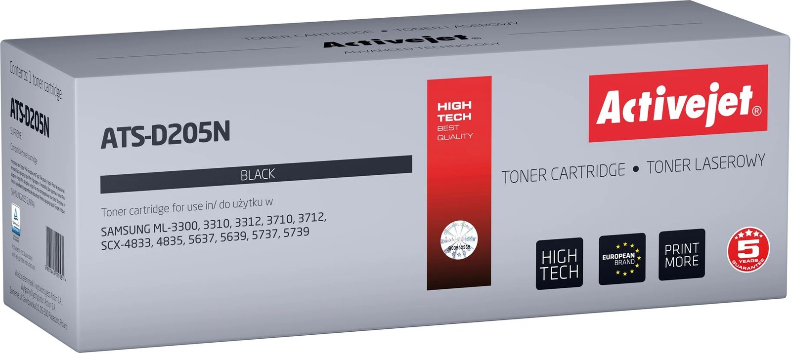 Toner zëvendësues Activejet ATS-D205N për printer Samsung, i zi