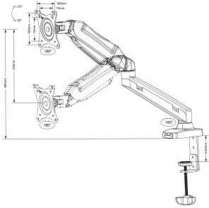 Mbajtës monitori Maclean MC-860, 27", i zi