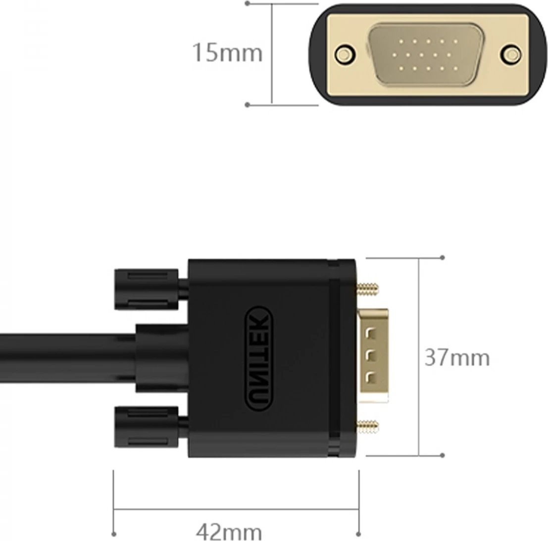 Kabllo Unitek VGA, 12.0m, e zezë