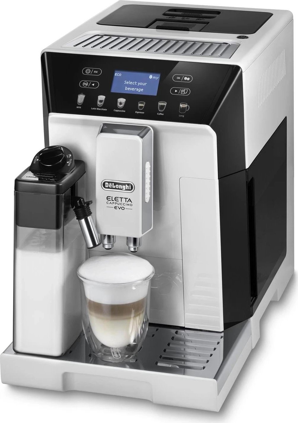 Aparat kafeje DeLonghi Eletta Cappuccino Evo ECAM 46.860.W, i bardhë