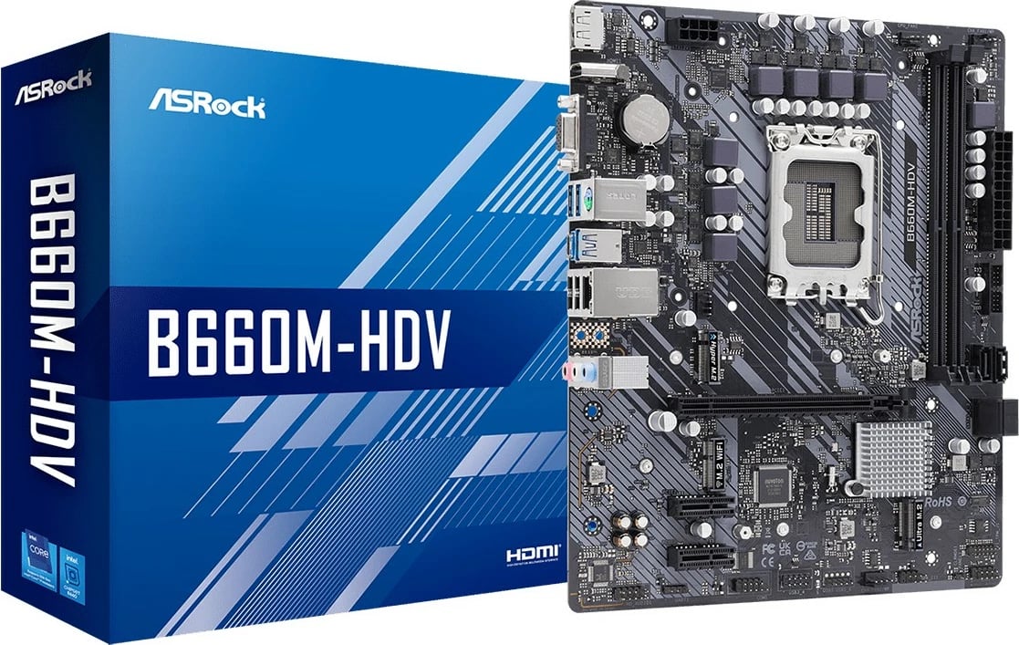 Pllakë amë ASRock B660M-HDV, Intel, LGA 1700, DDR4-SDRAM, 64 GB, DIMM