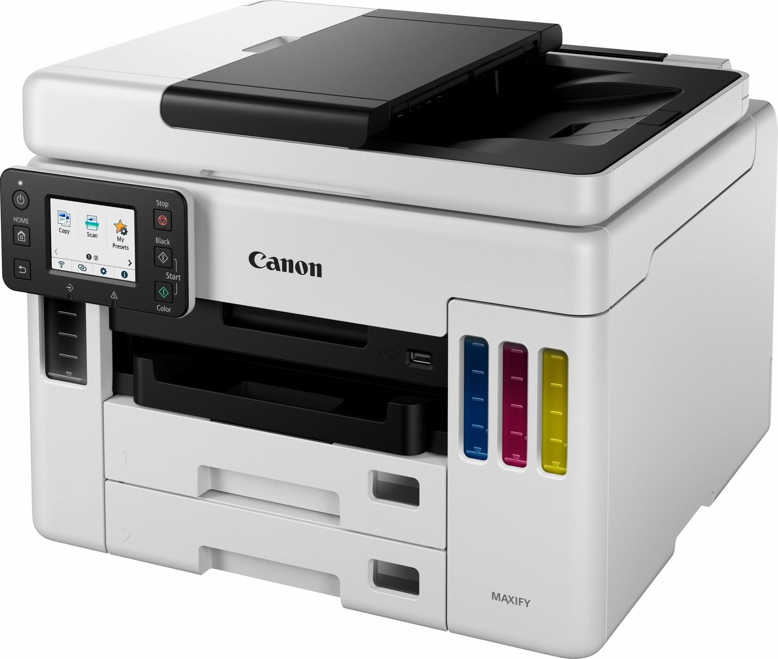 Printer Canon MAXIFY GX7050 MegaTank, Inkjet, Printim me ngjyra, 600 x 1200 DPI, A4, Printim direkt, Bardhë, Zi