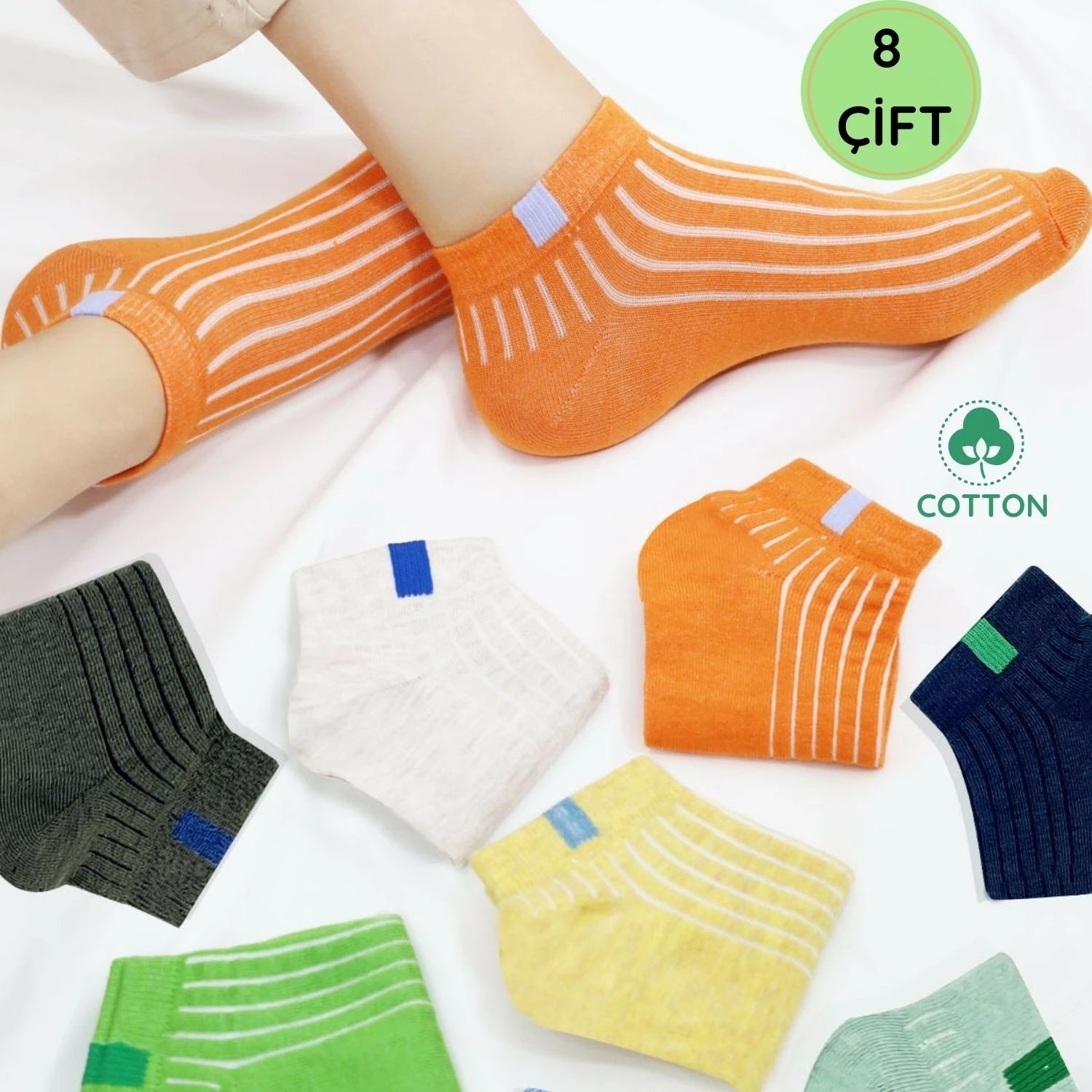 Çorape për femra Kral Socks, shumëngjyrëshe, set 8 copë