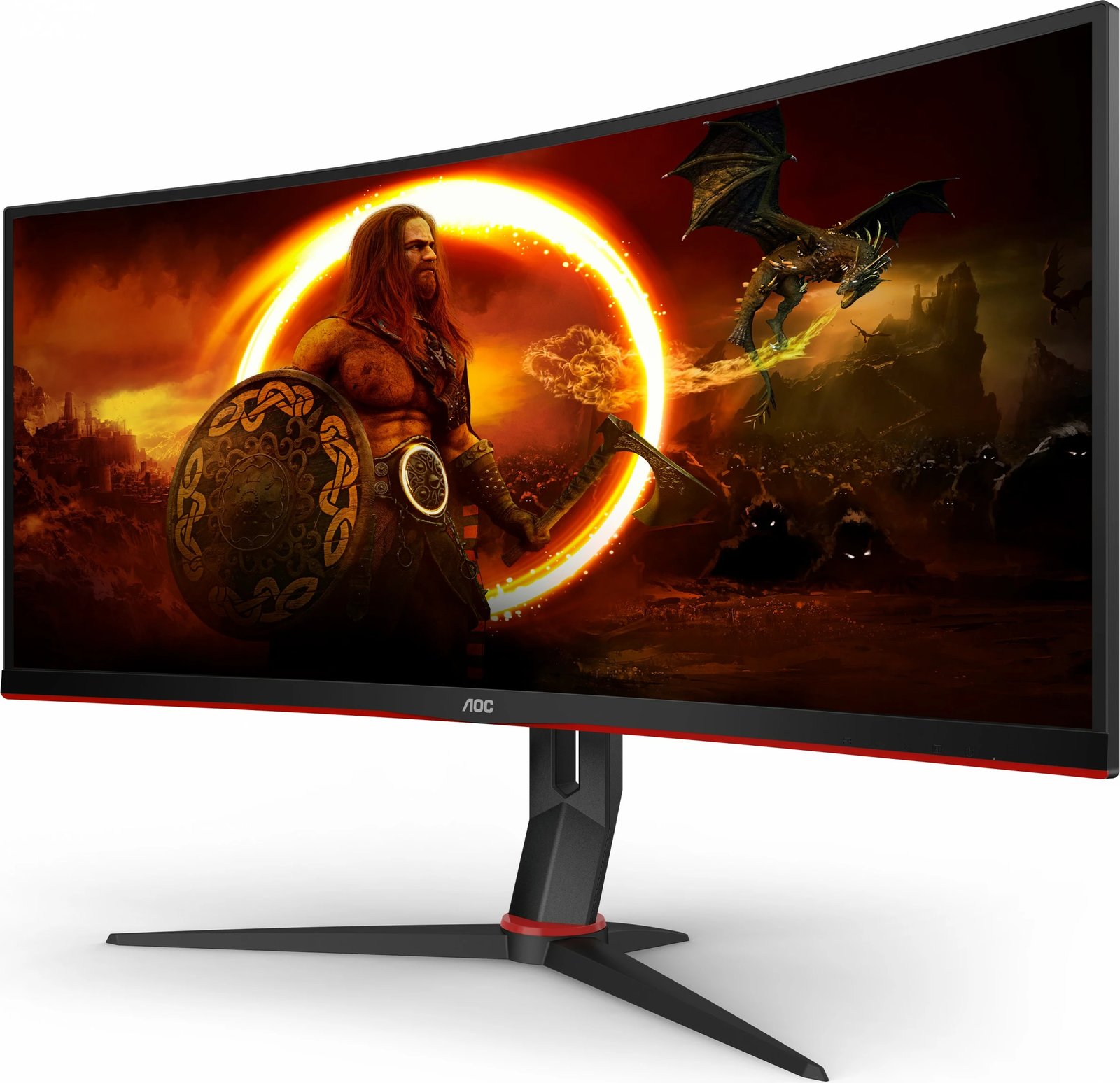 Monitor gaming AOC G2 CU34G2X/BK, 34", 3440 x 1440 pixels, Quad HD, LED, 1 ms, i zi, i kuq