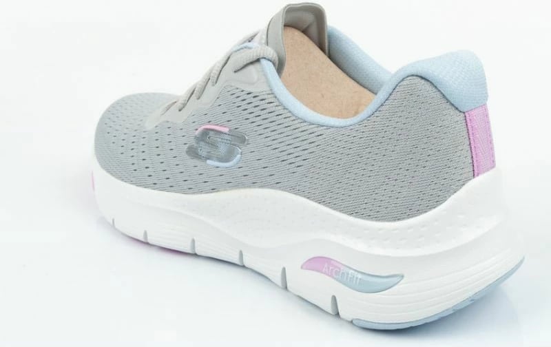 Këpucë Skechers Arch Fit për femra, ngjyrë gri/argjendi