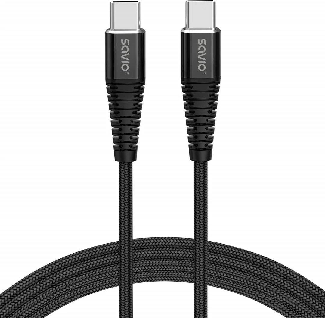 Kabllo Savio, USB 2.0, USB C - USB C, 2m, e zezë