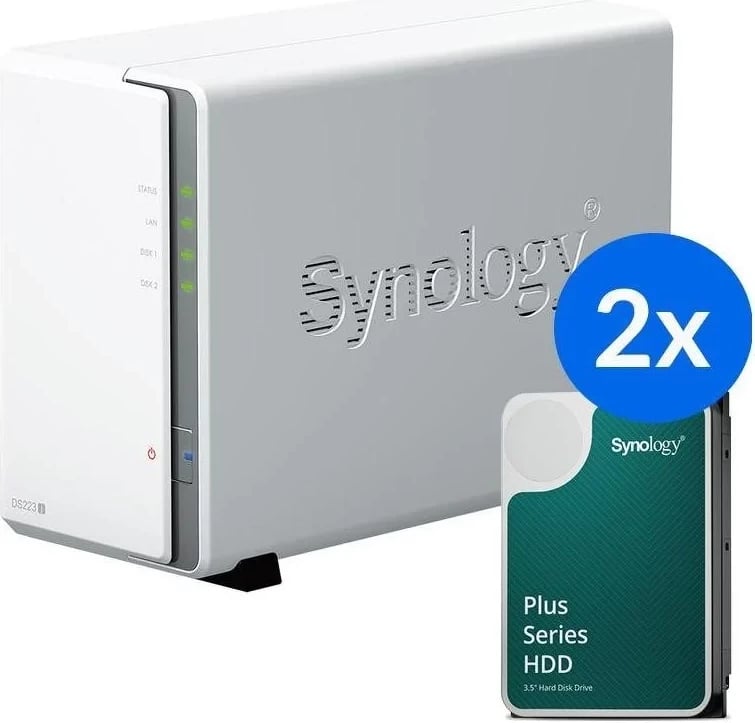 NAS Synology DS223J, 2x HAT3300-4T (2x 4TB)