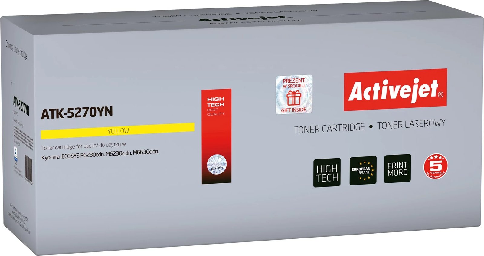 Toner zëvendësues Activejet ATK-5270YN për printerët Kyocera, 6000 faqe, i verdhë