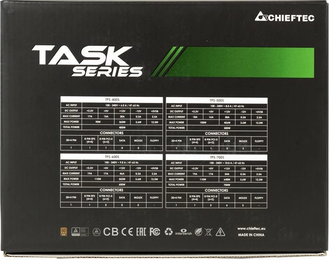 Kasë Chieftec Task TPS-600S, 600 W, 80 PLUS Bronze