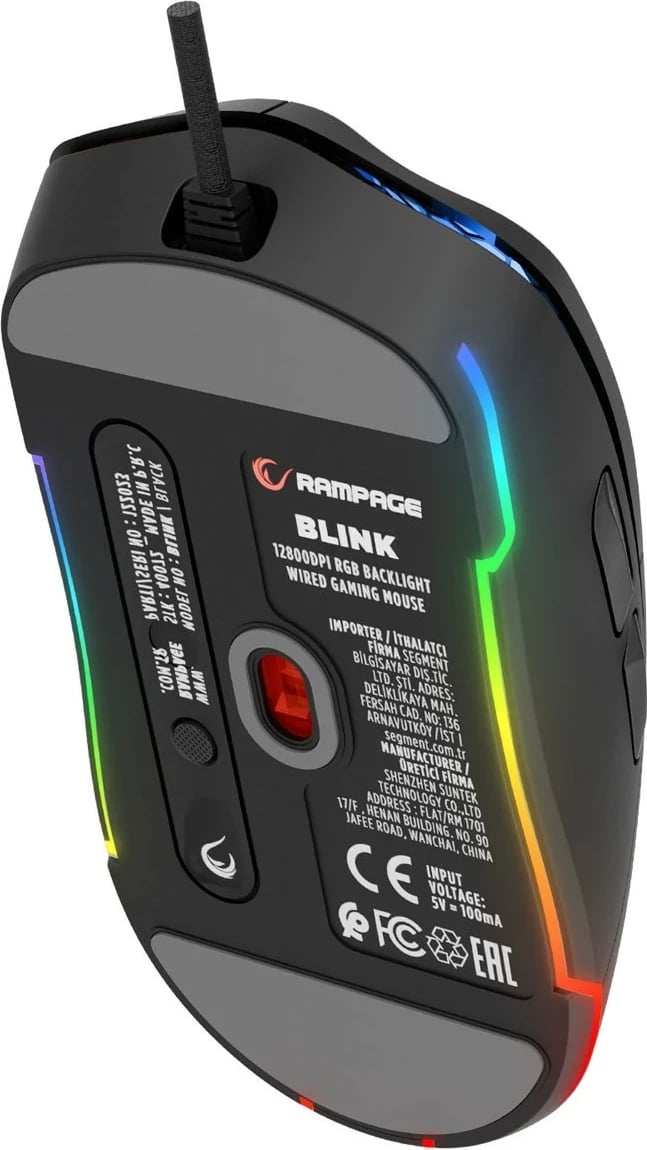 Maus Rampage BLINK, RGB, sensor optik, 12800 DPI, i zi