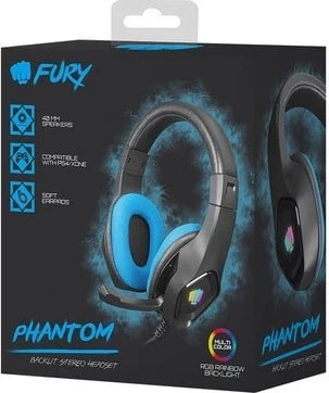 Kufje për lojëra Fury Phantom, me kabëll, USB + Jack, me ndriçim RGB