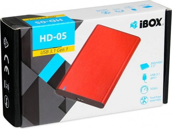 Kuti për HDD/SSD iBox, 2.5", e kuqe