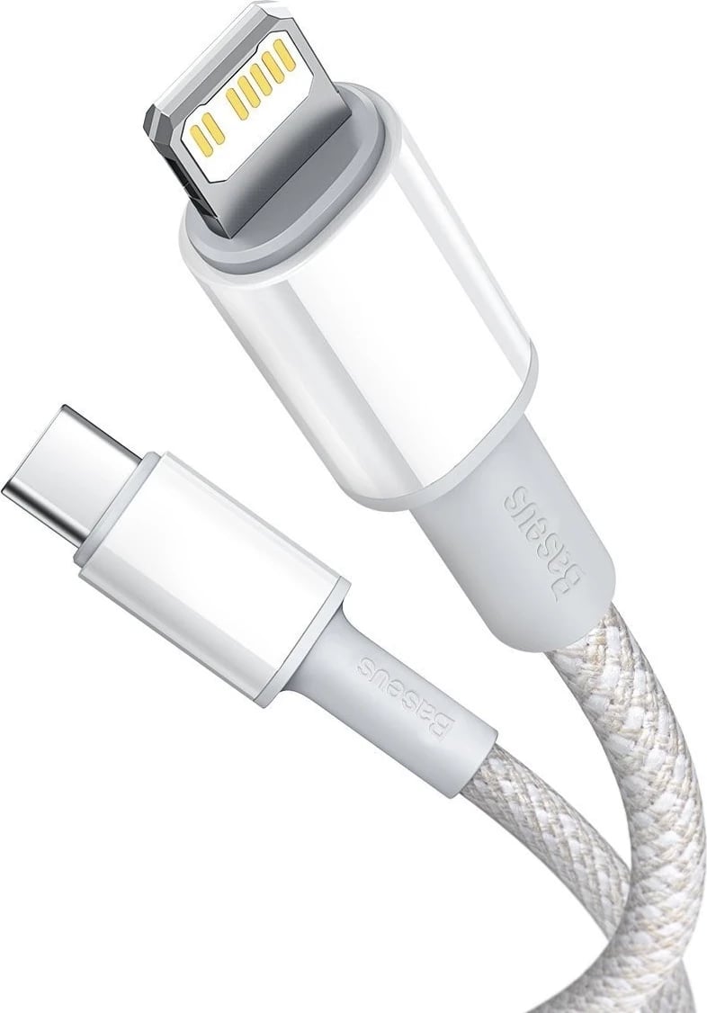 Kabëll Baseus High Density Braided USB-C/Lightning, 20W, 5A, 1m, bardhë