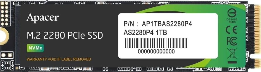 SSD Apacer, M.2, 256GB, PCIe Gen3 x4, e zezë