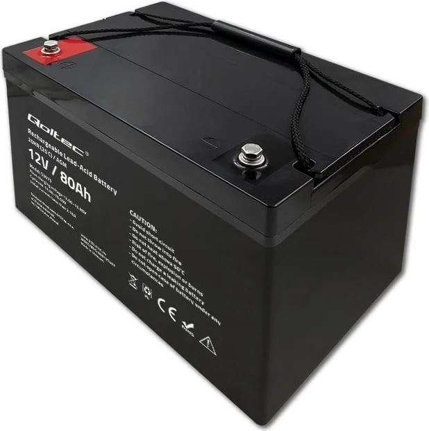 Bateri Qoltec 53075 AGM, 12V, 80Ah, E zezë