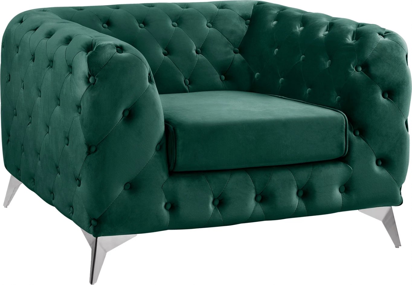 Karrige Albert, stil Chesterfield, kadife ngjyrë Cypress Green, FH3130.03, 118x89x70 cm