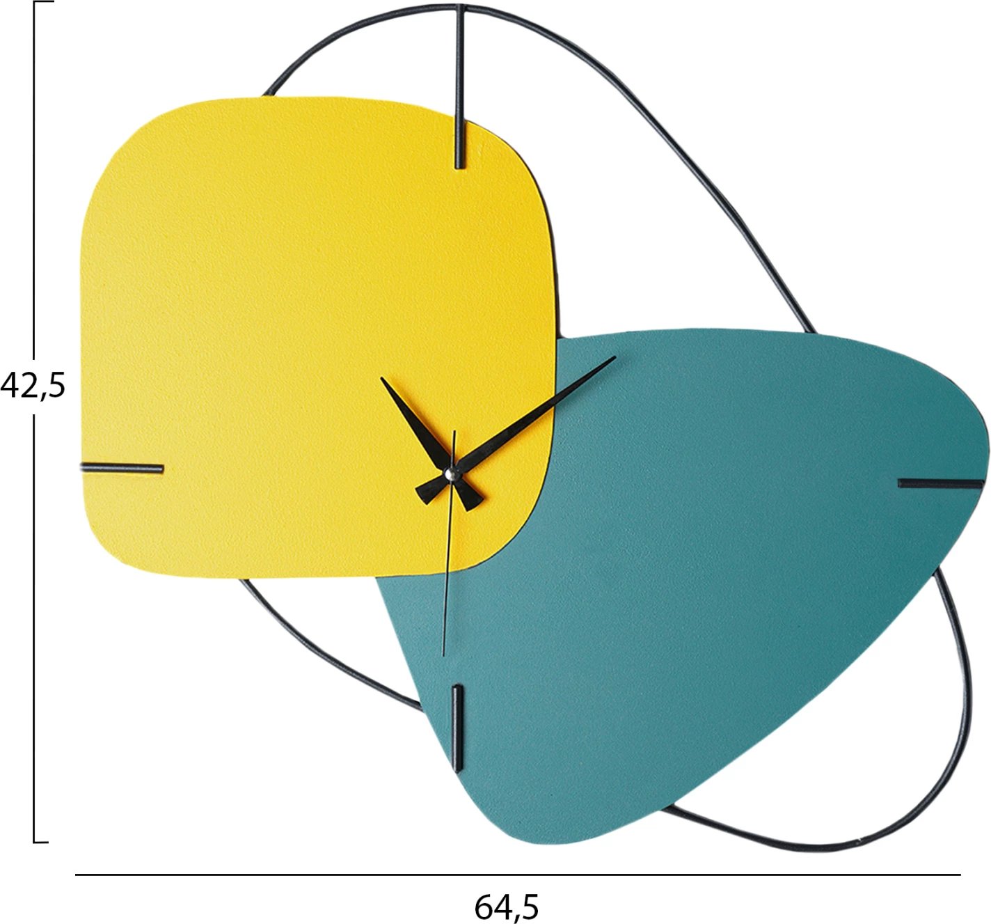 Orë muri FH4327 metalike, ngjyrë e verdhë dhe e kaltër, 64,5x42,5H cm