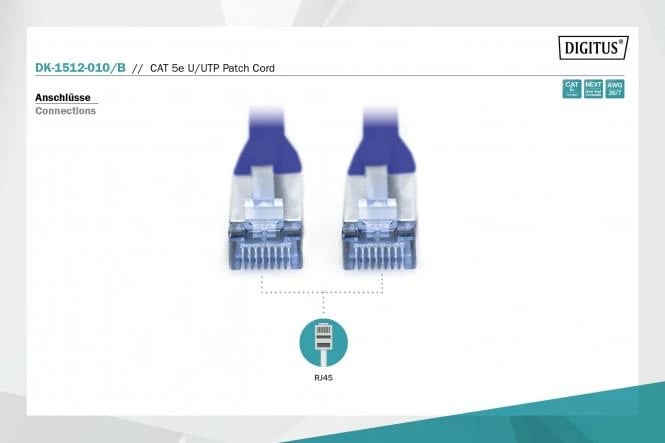 U-UTP Patch Cord 1m CAT 5e, e kaltër