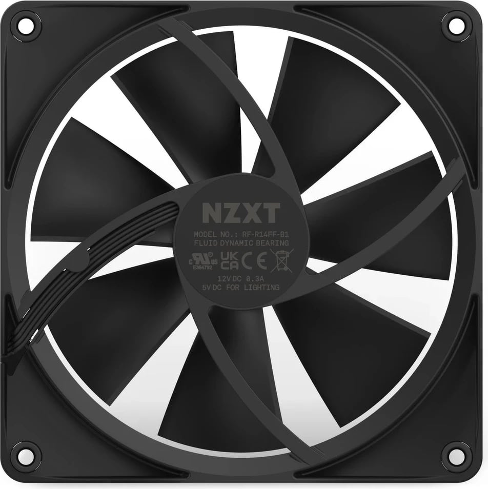 Ventilator për Kasë NZXT F140 RGB, 14 cm, i Zi