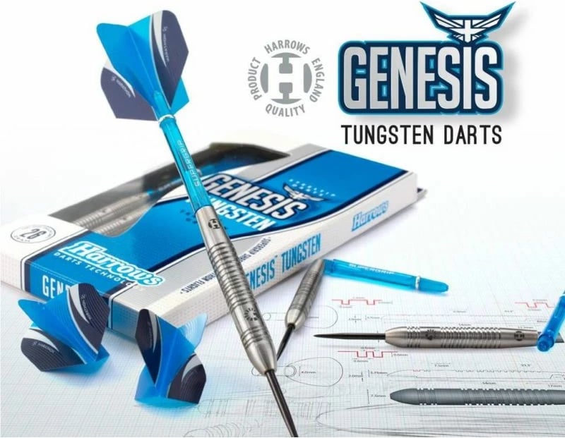 Shigjeta për Dart Harrows Genesis Tungsten, blu dhe argjendtë