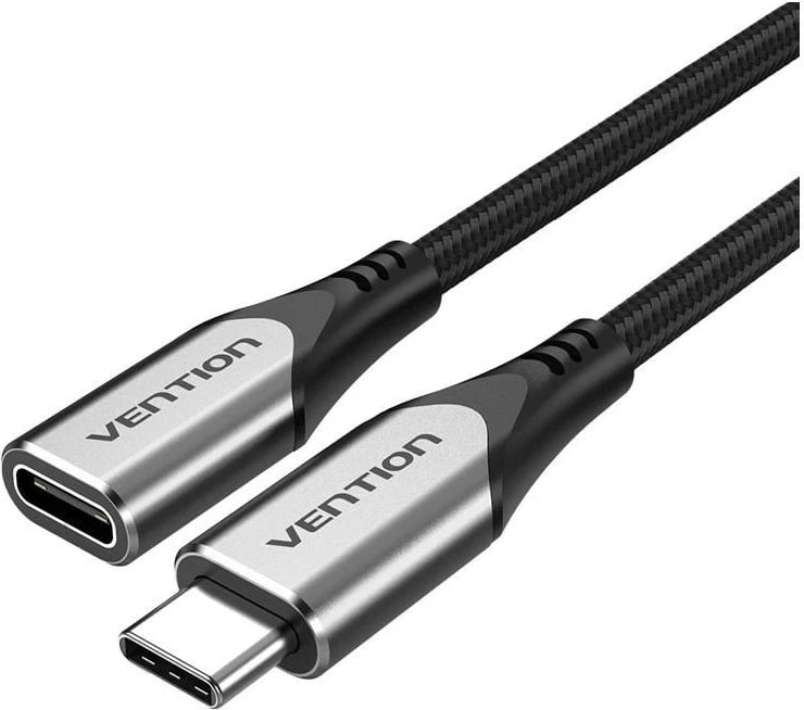 Kabëll extender Vention USB-C 3.1, PD 60W, 1m, ngjyrë zi-gri