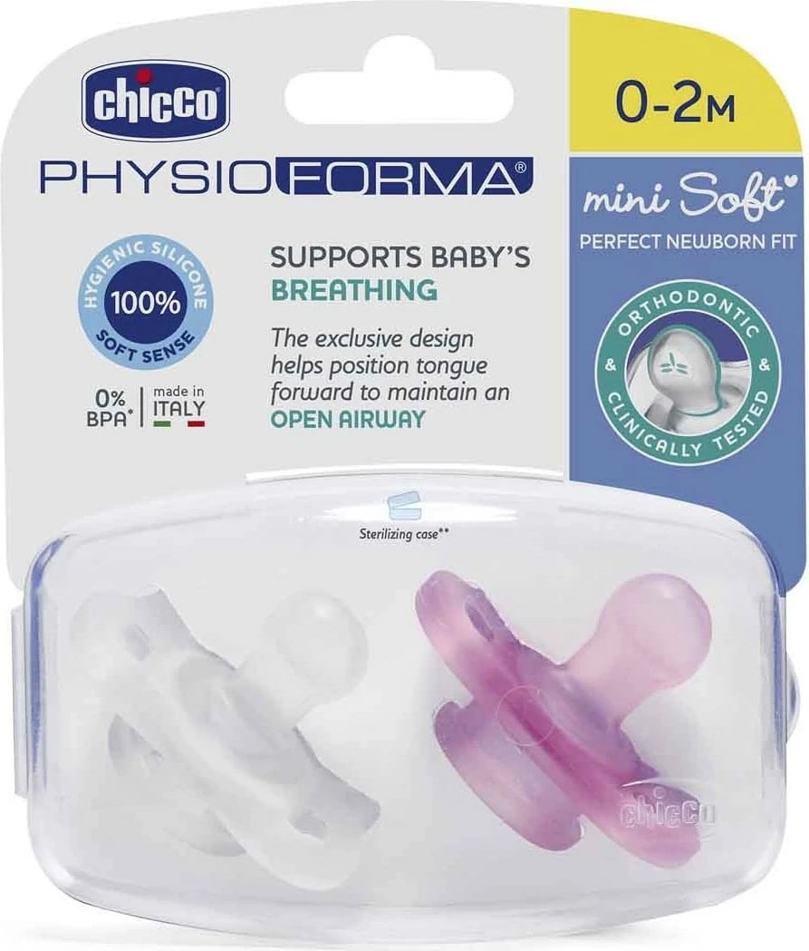 Biberon Chicco Physioforma Mini Soft, 2 copë, i ngjyrosur