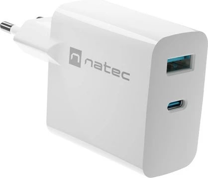 Karikues NATEC RIBERA GAN 1x USB-A + 1x USB-C 65W, i bardhë