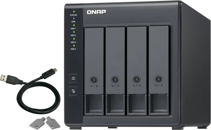 Kasë QNAP TR-004, HDD/SSD, 2.5/3.5", Serial ATA II, 3 Gbit/s, Hot-swap, E zezë