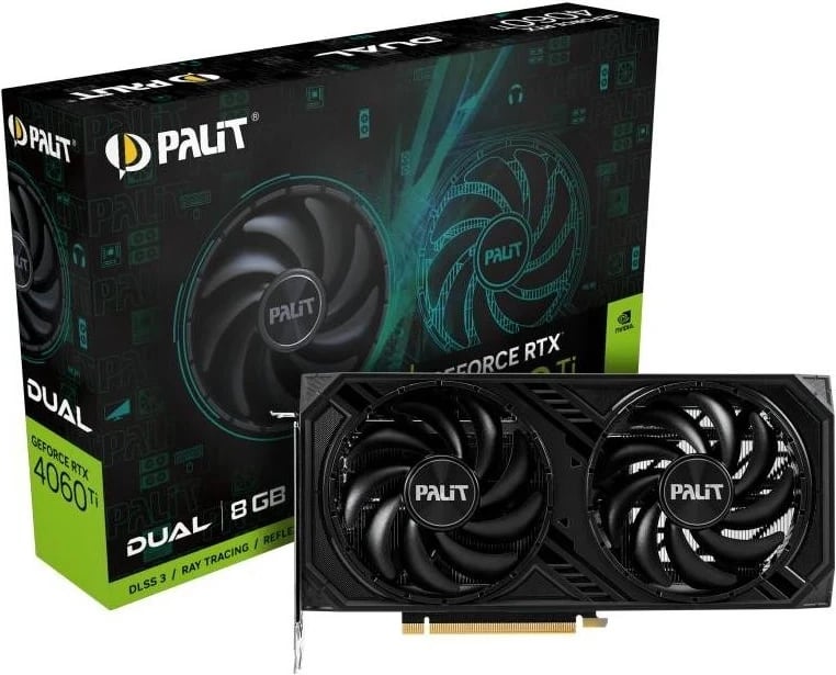 Kartë grafike Palit GeForce RTX 4060 Ti Dual, DLSS 3,  8GB, GDDR6 