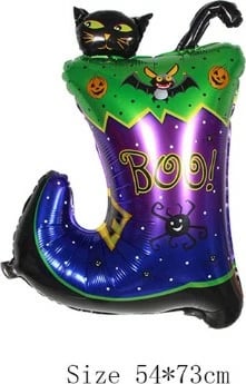 Ballonë Halloween K&A, me mace të zezë në çizme, me ngjyra