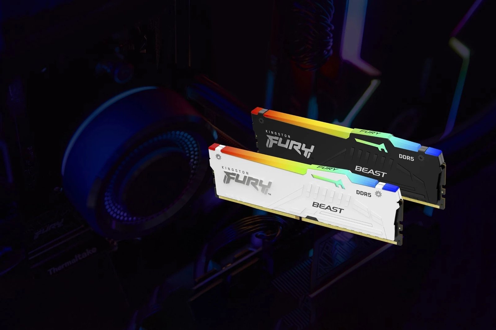 RAM Memorje Kingston FURY Beast 32GB 6000MT/s DDR5 CL40 DIMM, Bardhë me RGB