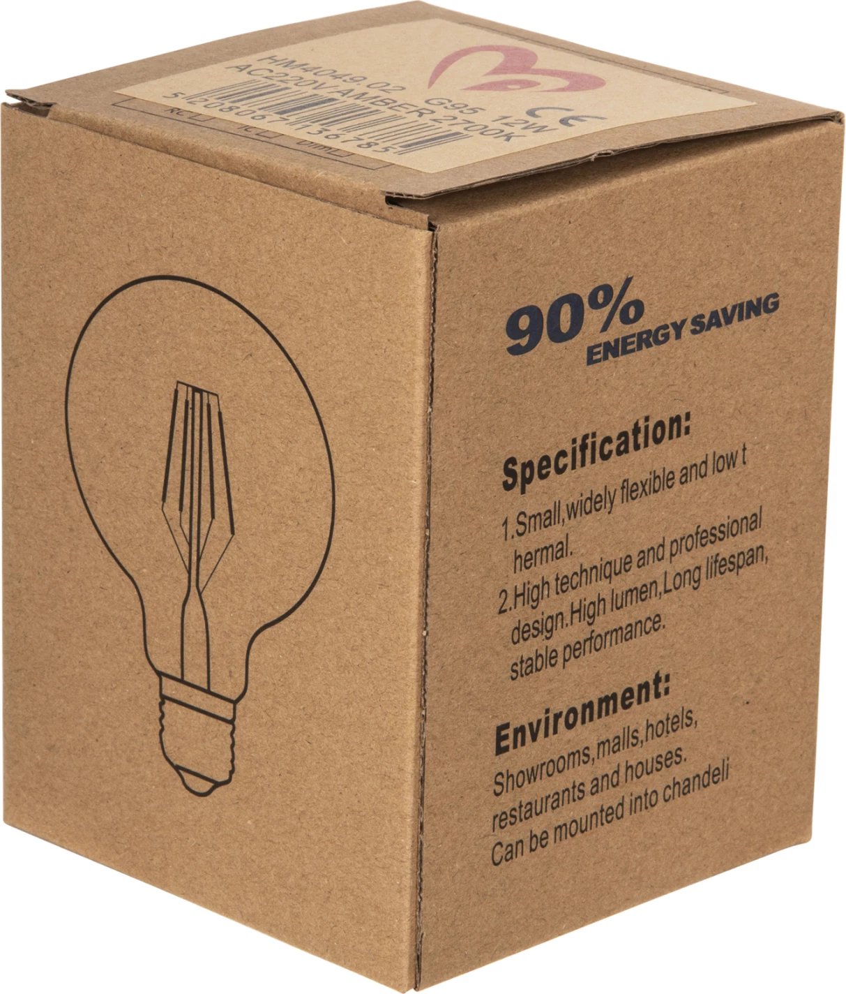 Llambë LED filament GLOBO, 12W, E27, 3000K, ngjyrë ari, FH4049.02