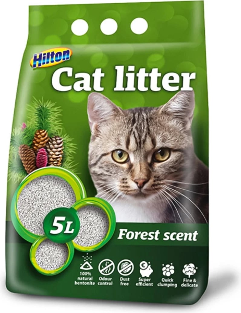 Letër higjienike për mace Hilton, me aromë pylli - 5 L