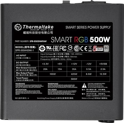 Burim energjie Thermaltake Smart,  RGB, 500W, e zezë