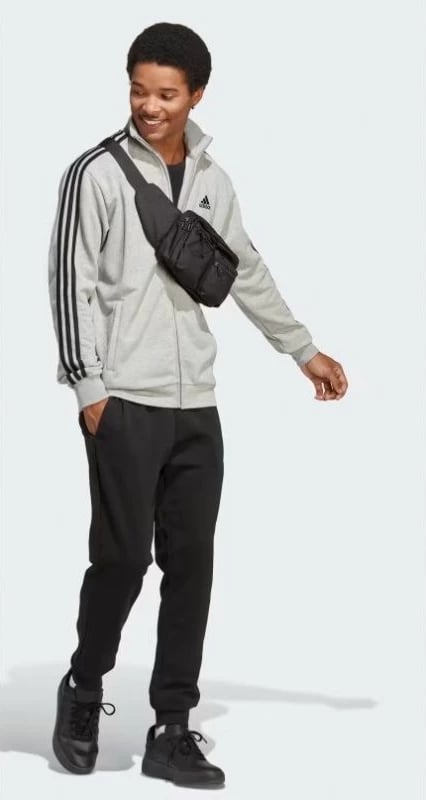 Trenerka adidas me Vija 3-stripes French Terry për Meshkuj, ngjyrë gri