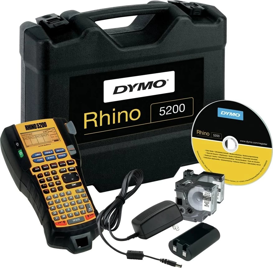 Printer etiketa DYMO Rhino 5200, Termotransfer, 180 x 180 DPI, Verdhë, Set