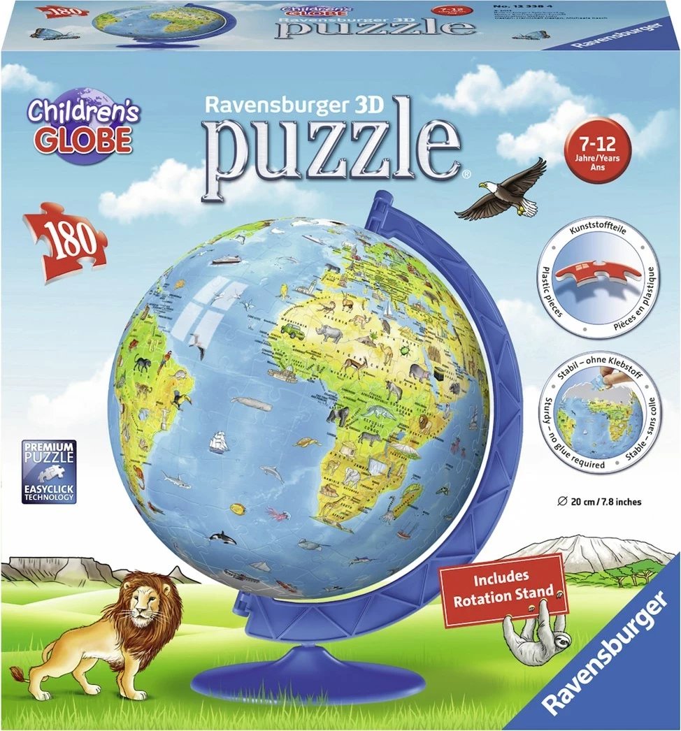 Puzzle 3D Ravensburger Globe për fëmijë, 180 pjesë