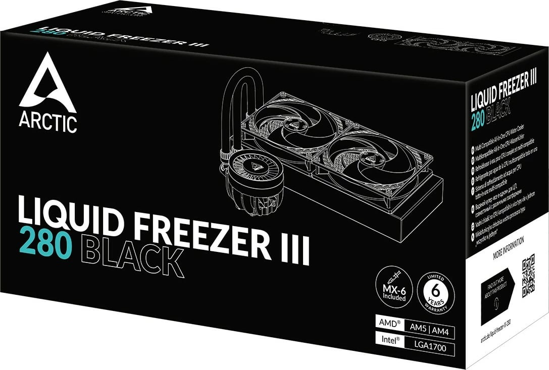 Ftohës uji për CPU ARCTIC Liquid Freezer III 280, 14 cm, 72.8 cfm, i zi