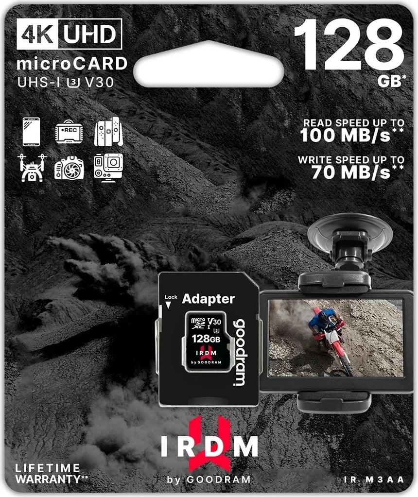 Kartelë microSD GoodRAM IRDM 128GB me adapter