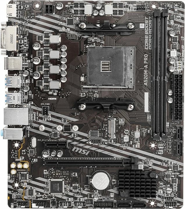 Pllakë amë MSI A520M-A PRO, Socket AM4, 64 GB, micro ATX