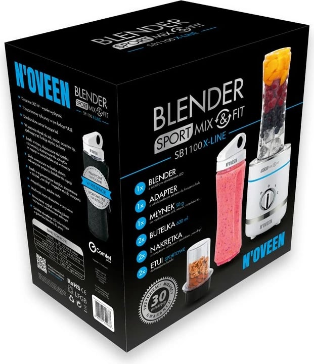 Blender tavoline Noveen Sport Mix & Fit SB1100 X-LINE, 0.6 L, 300 W, e bardhë