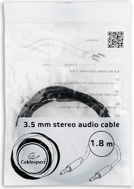 Kabllo Gembird CCAP-444-6 audio, 1.8 m, 3.5mm, e zezë