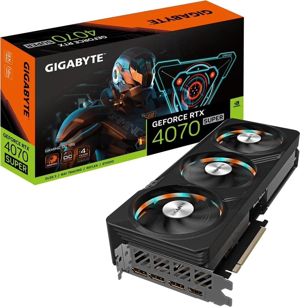 Kartë Grafike Gigabyte GAMING GeForce RTX 4070 SUPER OC, 12 GB GDDR6X, e Zezë