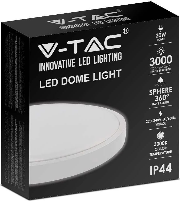 Plafond V-TAC VT-8630W-RD 30W LED IP44 42cm 3000K e bardhë