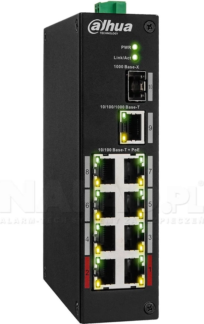 Switch DAHUA PFS3110-8ET-96-V2, e zezë