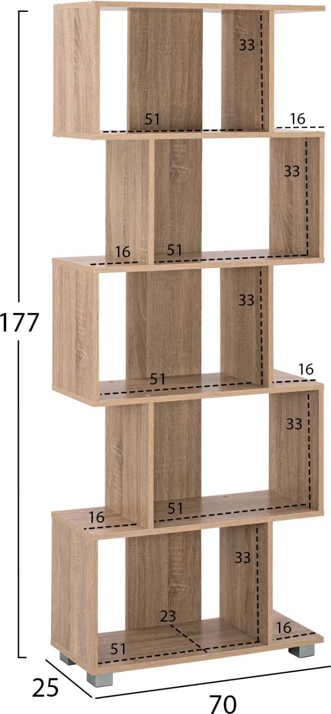 Raft librash nga melamina, sonama, FH2385.02, 70x25x177 cm