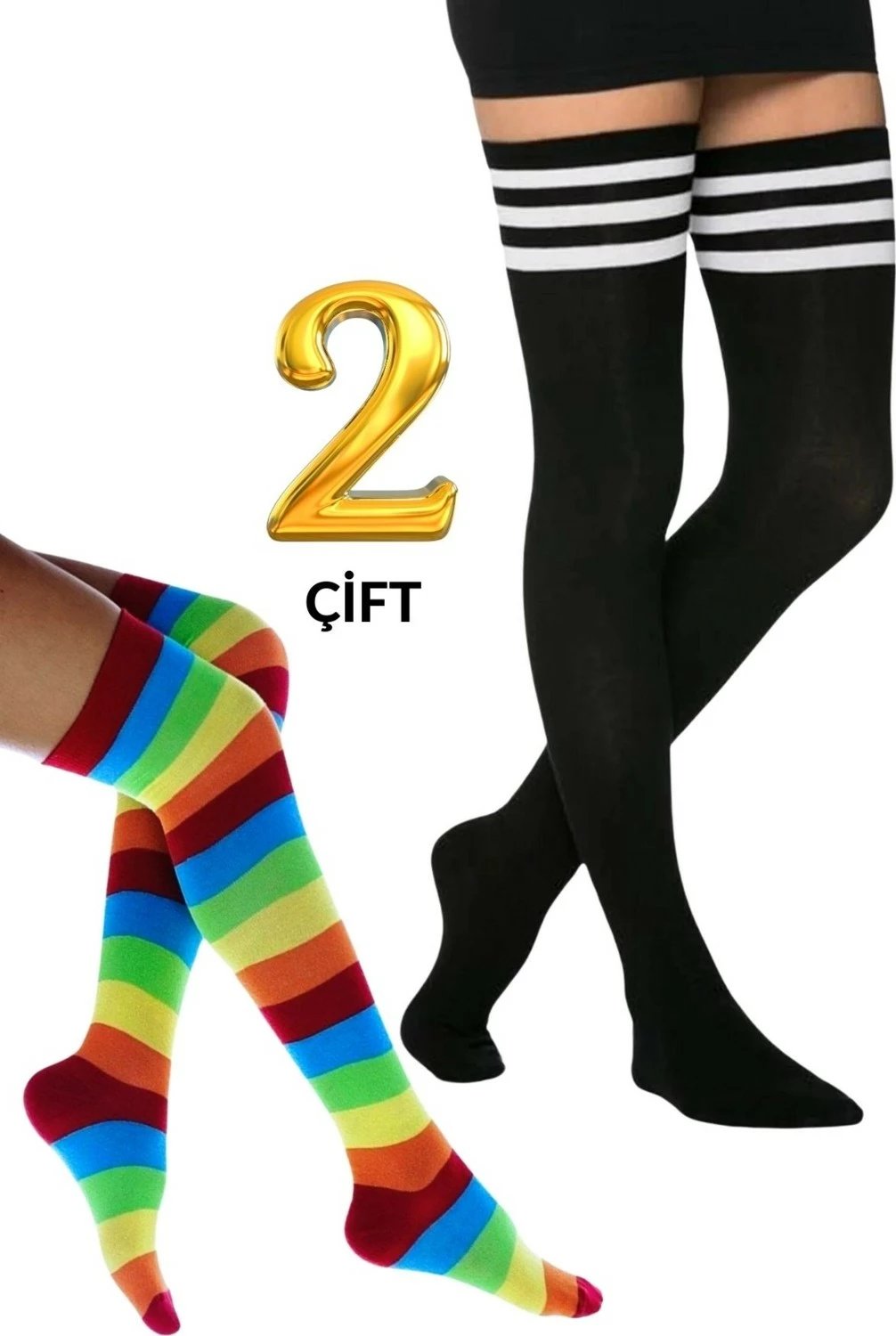 Çorape gjuri për femra Kral Socks, të zeza, set 2 copë