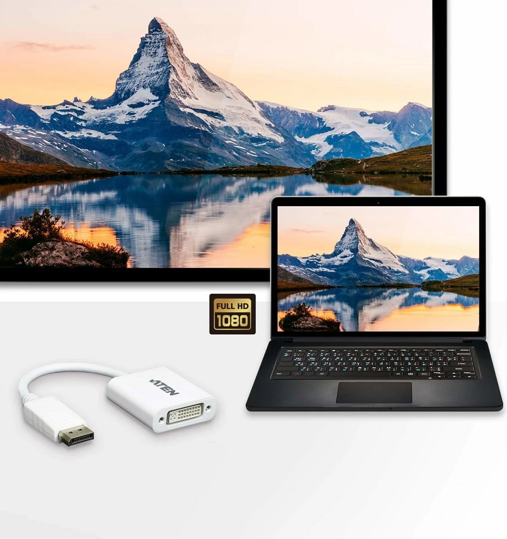 Konvertues ATEN DisplayPort në DVI, i bardhë