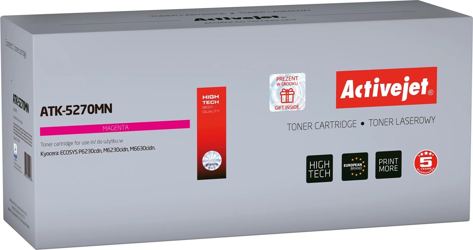 Toner zëvendësues Activejet ATK-5270MN për printerët Kyocera, 6000 faqe, rozë